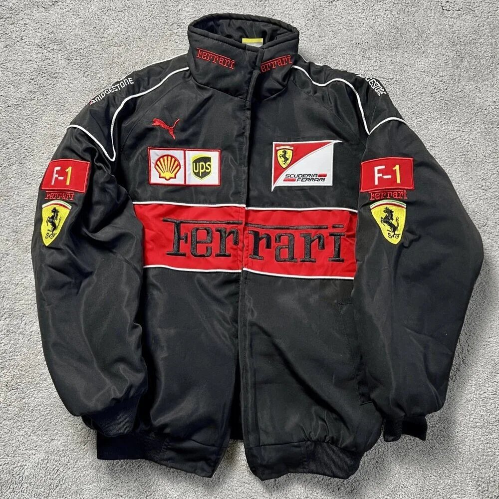 Ferrari F1 Racing Jacket Unisex BNWT Red and Black Insulated Embroidered Logo - Picture 1 of 8